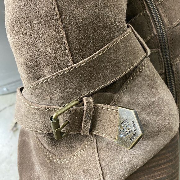 BCBG tall zip up boots with wedge heel and buckle accent - Picture 2 of 6